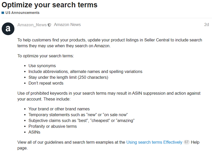 亚马逊美国站：卖家需优化产品搜索字词